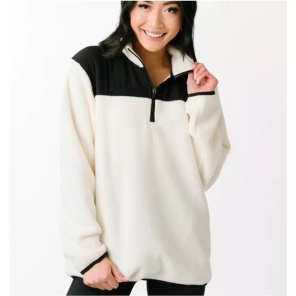 ZYIA ACTIVE Cream 1/4 Zip Fleece Sweater Lightweight Soft Pullover Women Size XL - Picture 1 of 12